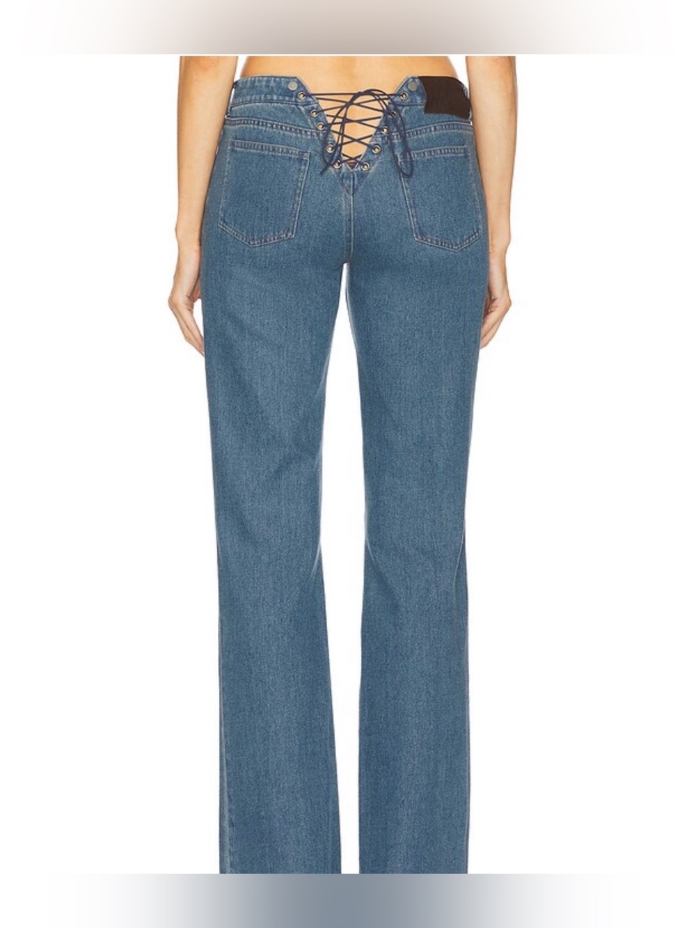 Blue Lace-Up Back High-Rise Women's Jeans